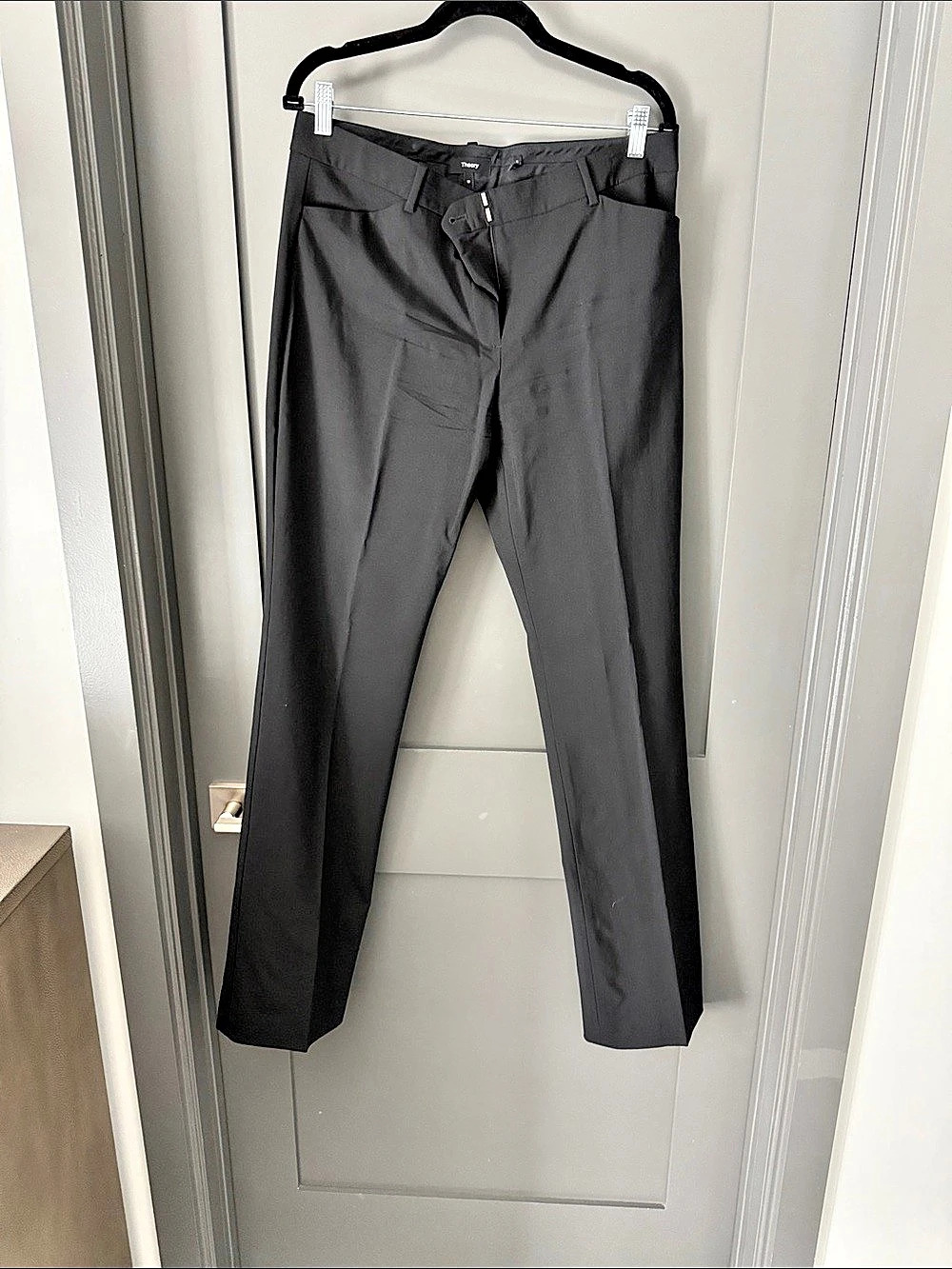 Theory Treeca Straight Leg Trousers in Black Size 10